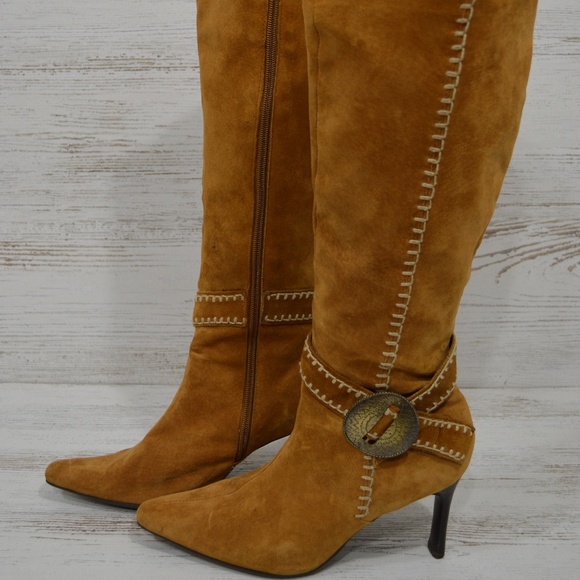 Colin Stuart Shoes - Colin Stuart Tall Brown Suede Boots Size 8.5